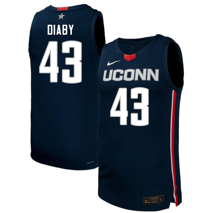Uconn Huskies #43 Souleymane Diaby College Basketball Jersey Stitched-Alternater Navy